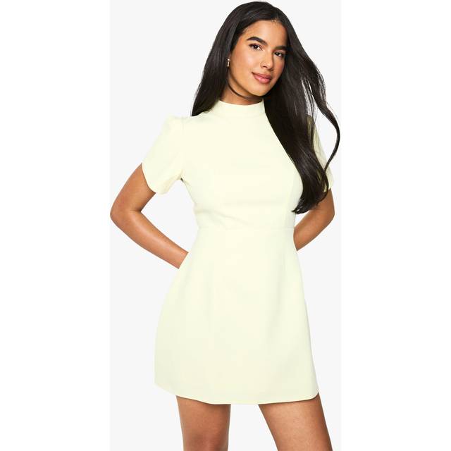 Boohoo Tailored Cap Sleeve Mini Dress In Butter - butter - 8