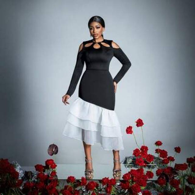 SHEIN Elegant Cold-Shoulder Party Dress With Tiered Dress â Elegant Wedding Guest Outfit, Gala Red Carpet Look, Art Gallery Opening Ensemble & Charity Gal