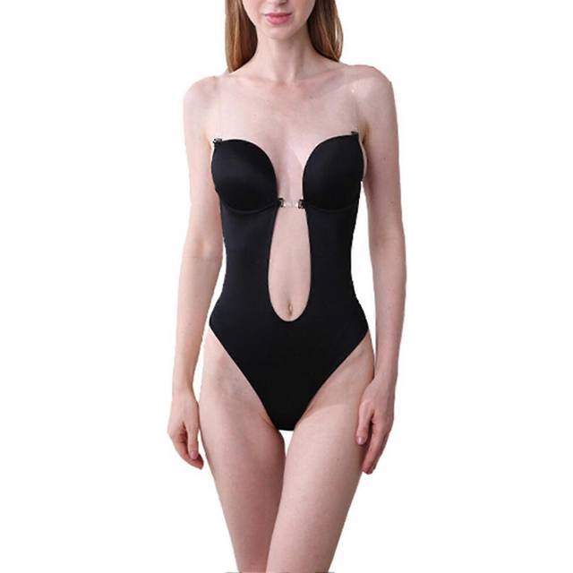 (36, Black) Backless Body Shaper Bra Women&#39;s Backless Bodysuits U Plunge Bodysuits For Women