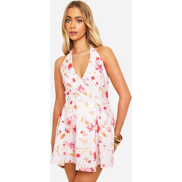 Womens Photographic Floral Tennis Skort Playsuit - Pink - 14