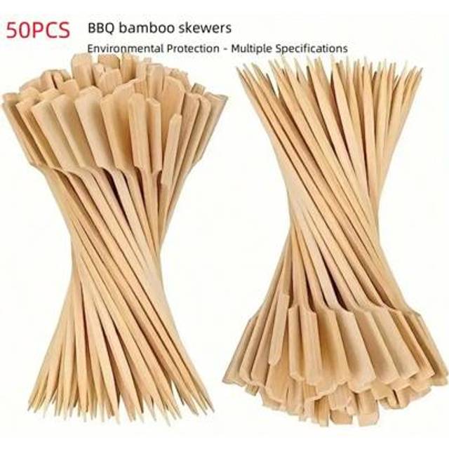 SHEIN 50pcs Bamboo Skewers For Appetizers, Cocktail, Fruits, Sausages, BBQ, Snacks, Parties - Various Sizes 3.54in, 4.72in, 5.91in, 7.09in