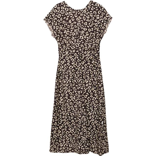 Animal-print dress with frayed edges black - Woman - 8 - MANGO - Black