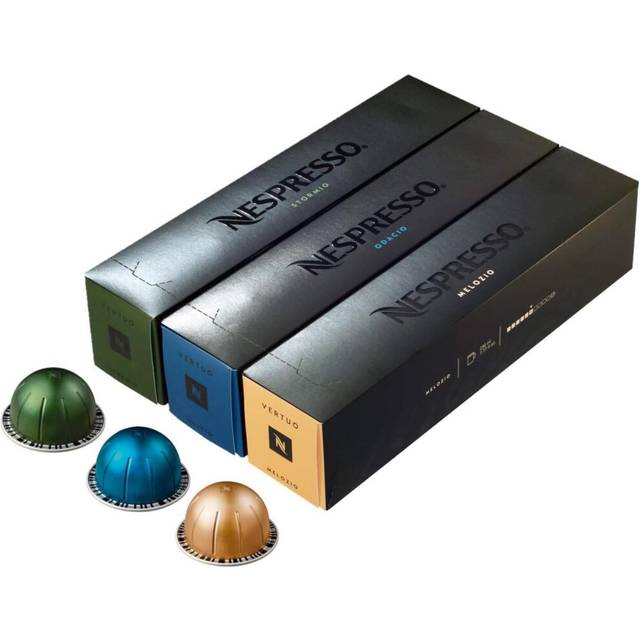 Nespresso Vertuo Coffee Pods, Pack of 30, 10 x Melozio, 10 x Stormio, 10 x Odacio capsules for Nespresso Machines. Make Espressos, Cappuccino and
