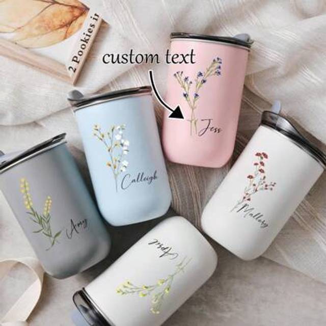SHEIN Personalized Bridesmaids Gifts Floral Cup, Elegant Wedding Gift, Party Favor, Customized Bridesmaids Gift Tumbler Flute,Custom Bride Gift,Custom Teach
