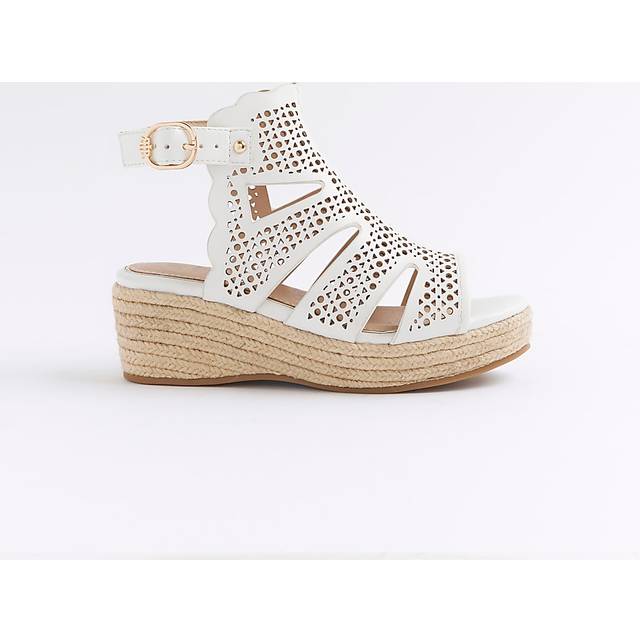 River Island Girls White Cut Out Wedge Sandals - c11