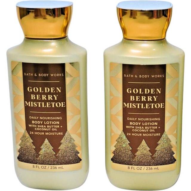 Bath and Body Works Body Lotion Set of 2 8oz Each Golden Berry Mistletoe