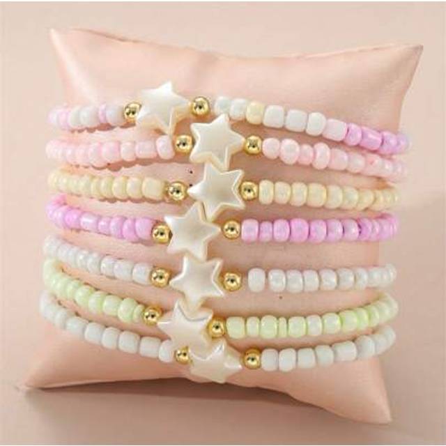 SHEIN 7pcs Girls&#39; Colorful Beaded Heart, Star, Butterfly Bracelets, Decorative Everyday Wear