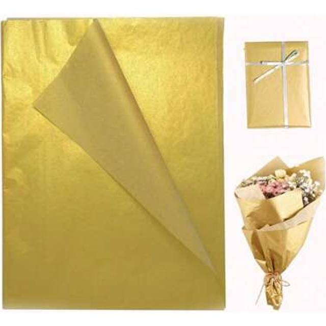 SHEIN 20pcs Gold Tissue Paper,Metallic Gift Wrapping Paper 14 * 20 Inch Decorative Paper For Gift Wrapping, Floral Arrangements, And Decorations Wedding Bir