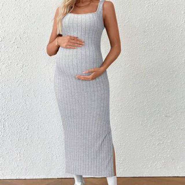 SHEIN Maternity Summer Casual Solid Color Twist Back Dress