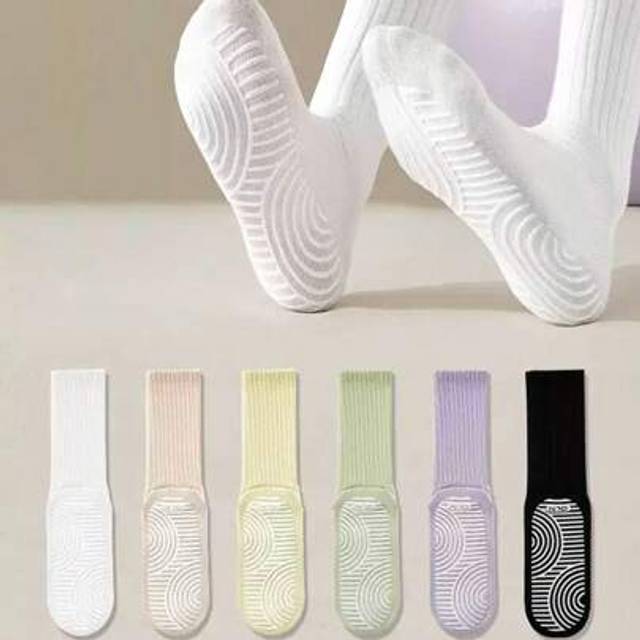 SHEIN 2/4/6 Pairs Non-Slip Pilates Socks For Women, Pilates Grip Socks, Sticky Yoga Socks With Gripping Power