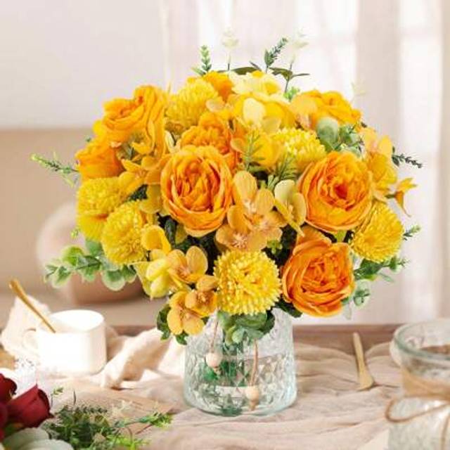 SHEIN 1PC/3PCS Artificial 7-Head Peony Silk Hydrangea Bouquet, Bride Holding Flower Material, Home, Dining Room, Vase Decoration, Wedding Decoration, Backgr