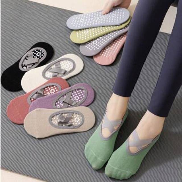 SHEIN 5 Pairs Women&#39;S Yoga Socks Non-Slip Pilates Dance Socks Non-Slip Floor Slippers With Handles For Gym Indoor And Fitness Ballet