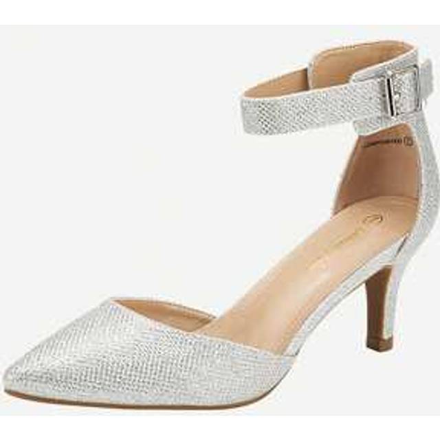 SHEIN Womens Court Shoes Pointed Toe Low Kitten Heel Ladies Pumps Ankle Strap Dress Sandals