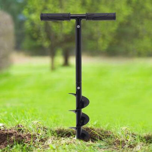 SHEIN 11.8*24in Hand Post Hole Digger T-Shaped Garden Manual Earth Auger Drill Planting Trees, Hand Post Hole Digger T-Shaped Earth Garden Auger Drill With