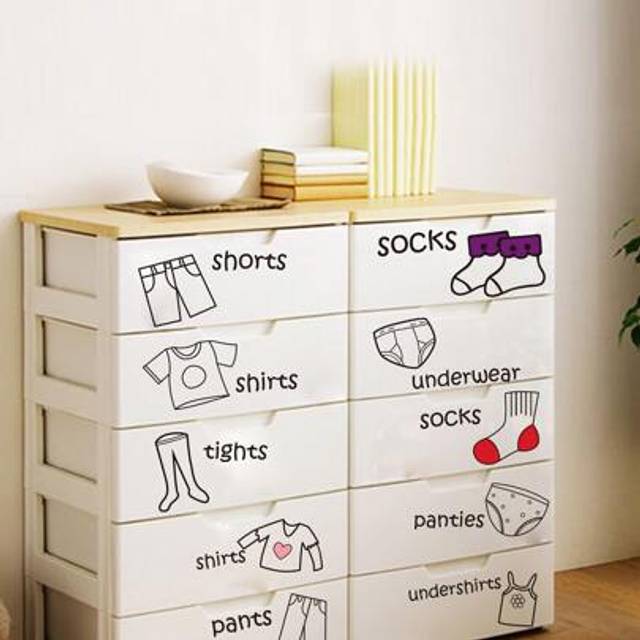 SHEIN 1pc Self-Adhesive PVC Clothing Classification Label Sticker,Creative Letter Graphic Removable Clothing Label Sticker,Stickers,Wall Decal, Vinyl Decal
