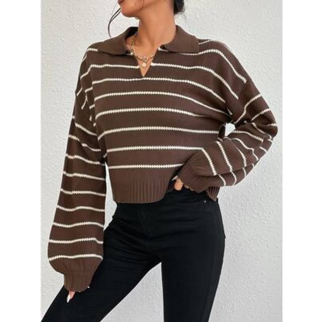 SHEIN Striped Pattern Drop Shoulder Jumper