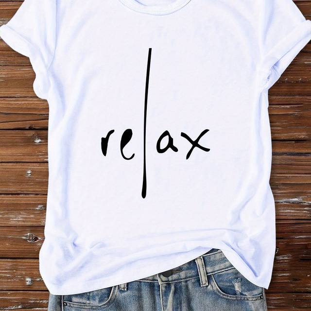 TEMU Popular Letter Print Women's T-shirt, New Casual Simple Round Neck Short Sleeve T-shirt For Spring And Summer, Women's Clothing.