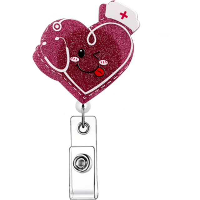 SHEIN Cute Acrylic Nurse Badge Reel Retractable Badge Holders,ID Badge Holders Retractable With Clip,Funny Pharmacy Nursing Badge Reels For Student Business