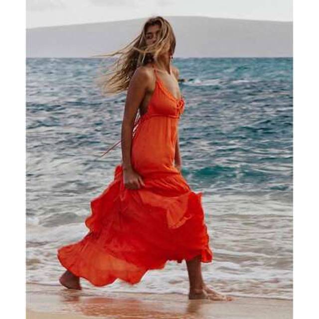 SHEIN Women&#39;s Summer Casual Halter Neck Dress 2025 Fashion Solid Color Lace Up Slit Dresses For Women Vacation Beach Streetwear