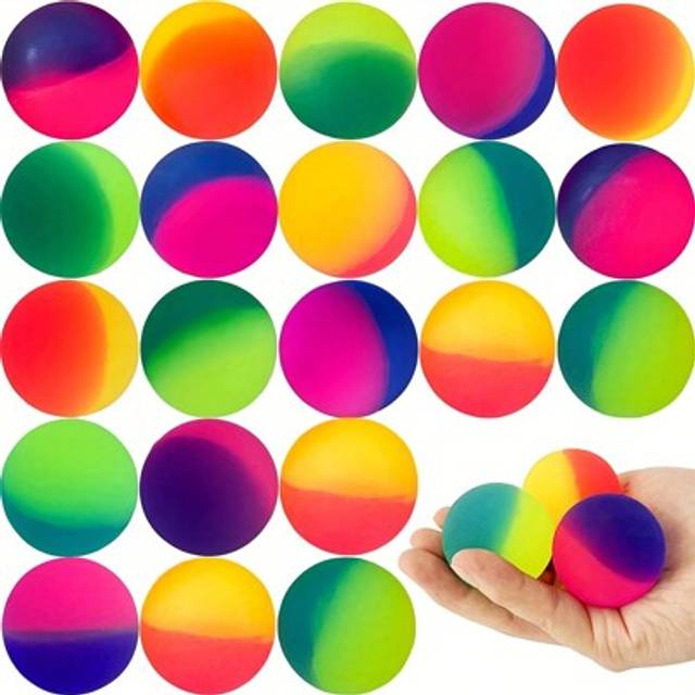 SHEIN 10Pcs Colorful Rainbow Bouncy Balls - Perfect Party Favors & Birthday Gifts! Small Size(Random Pattern),Party Favors,Birthday Party Favors,Bouncy Ball