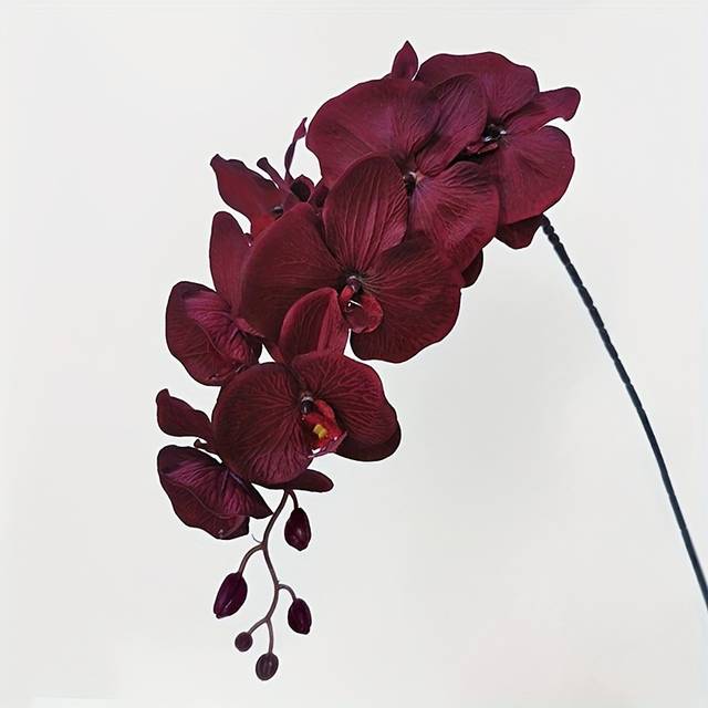 TEMU 8 Artificial Orchids Bouquet | Black, Gray-blue, Burgundy Orchids With Realistic Petal Detailing, Non-fading Plastic Flowers For Home Decor, Weddings, Parties, And Festive Occasions