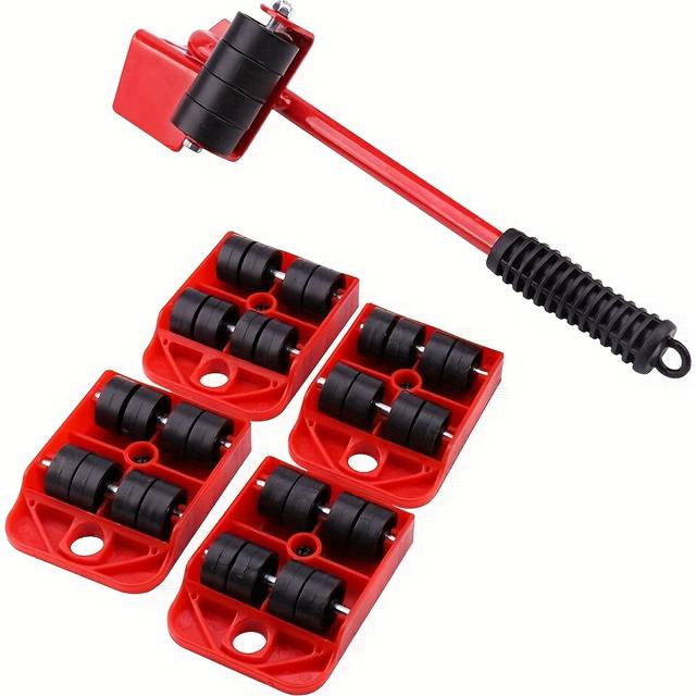 TEMU Furniture Sliders Moving Wheels Kit - Furniture Lifter Casters Kits With 360 Degree Rotatable Pads For Heavy Appliances Red