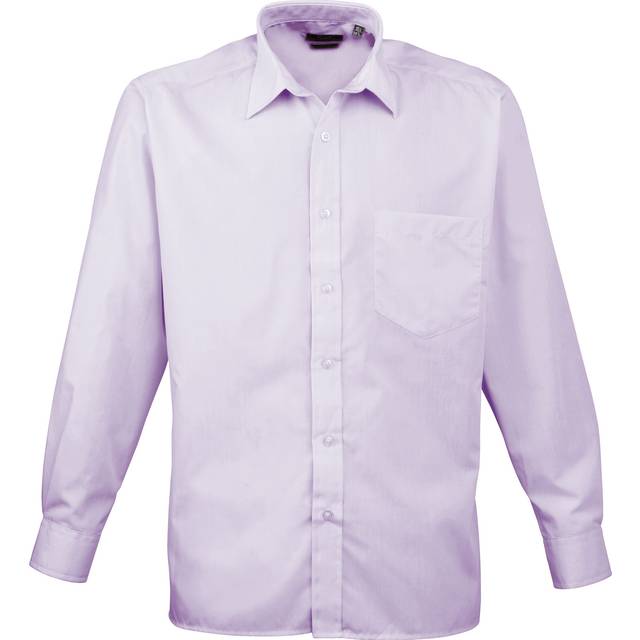 (14.5, Lilac) Premier Mens Long Sleeve Formal Plain Work Poplin Shirt