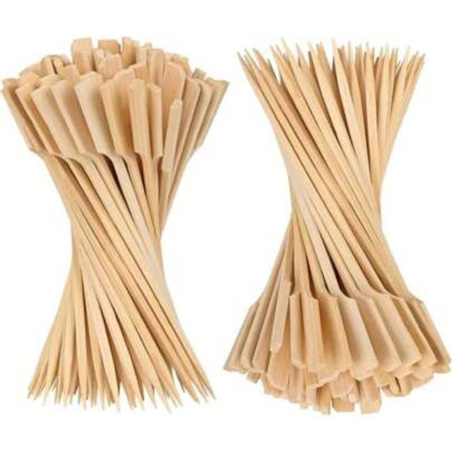 SHEIN 200/100/50pcs Bamboo Skewers - Wide Flat Paddle Wood Picks, Suitable For Grilling, Barbecue, Appetizers And Cold Dishes - Perfect For Family Dinners,