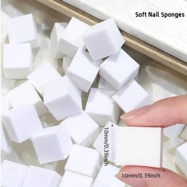 SHEIN 50pcs Mini Sponge Blocks With 4 Claws Tweezers Gripper, Manicure Nail Painting Gel Ombre Coloring Sponge Gradient Nail Gel Polish Tools,Nail Supplies,