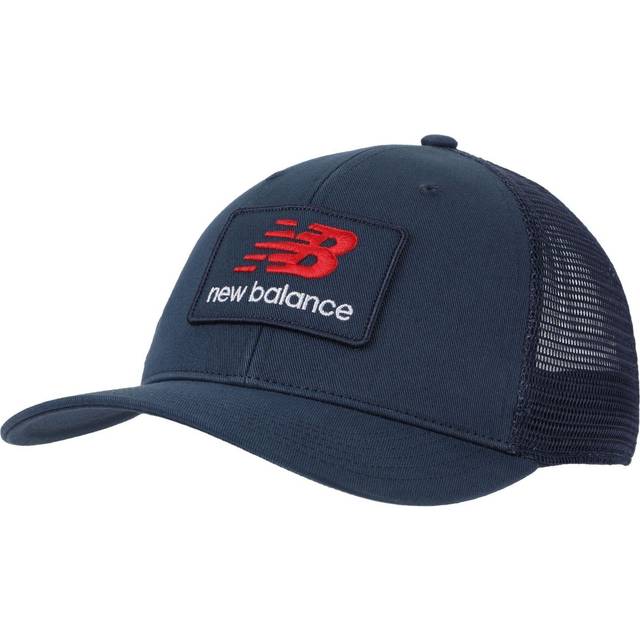 New Balance New Balance Blue Stacked Patch Logo Trucker 100% Cotton Hat