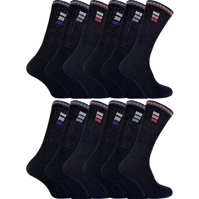 Retro Stripe Cotton Sports Socks in White & Black - 11-14