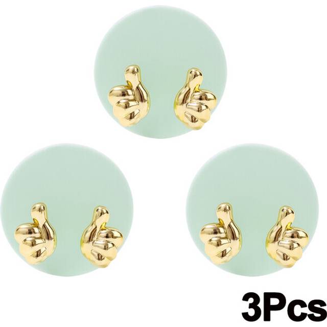 (a-3Pcs- green) 3PCS Wall Plug Hooks Self-adhesive Power Sockets Hook Golden Fingers Hook Towel Keys Holder Bathroom Punch-free Holder Organizer