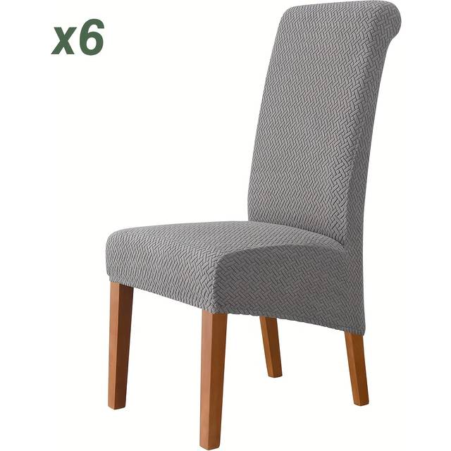 TEMU 4/6pcs Elastic Jacquard High Back Dining Chair Cover For Sleighback Chair