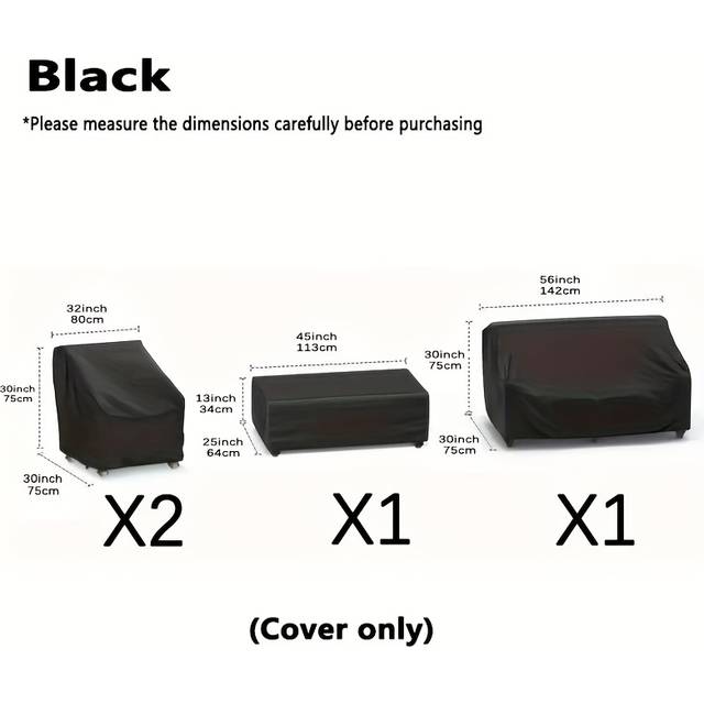 TEMU 4pcs/set Patio Furniture Covers - Durable Polyester Oxford Cloth Material, 1 Sofa Cover, 2 Chair Covers, 1 Sofa Cover, Suitable For Living Room, Yard, Balcony And Patio Furniture