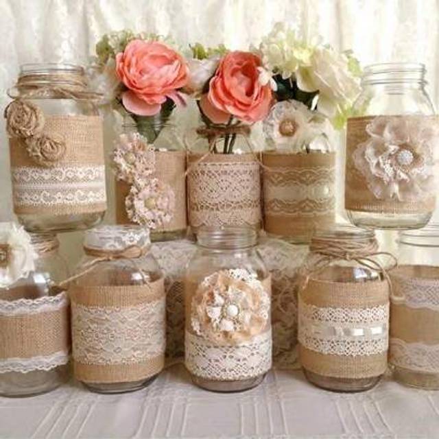 SHEIN Jute Burlap Ribbon Lace Roll, Burlap Ribbon For Rustic Wedding Decoration, Vintage Lace Burlap Ribbon For Wedding Centerpieces Table Decor Party Suppl