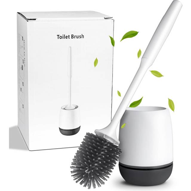 MEKEET Silicone Toilet Brush and Holder,Bathroom Toilet Brush Holder Set,Silicone Toilet Cleaning Brush Kit with Soft Bristle Brush (Flooring Upgrade)