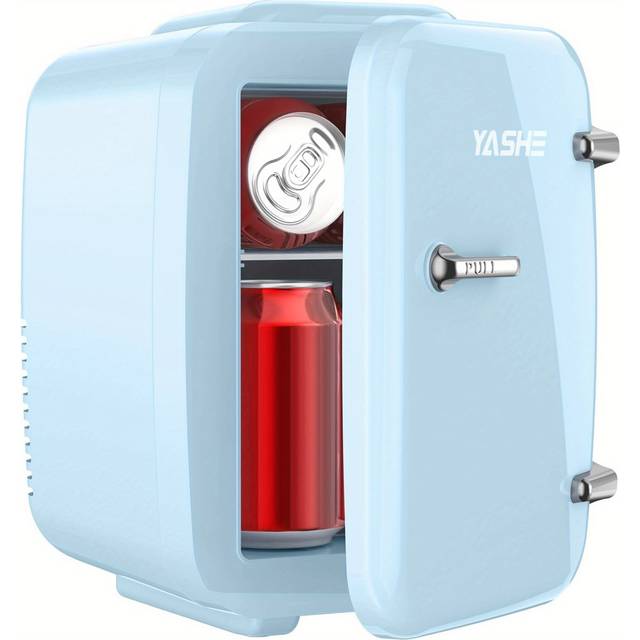 TEMU Yashe Mini Fridge For Bedroom, 4 Liter/6 Cans Small Fridge, Ac/ Thermoelectric Cooler And Warmer Mini Fridge For Drink Office Dorm Car, Purple