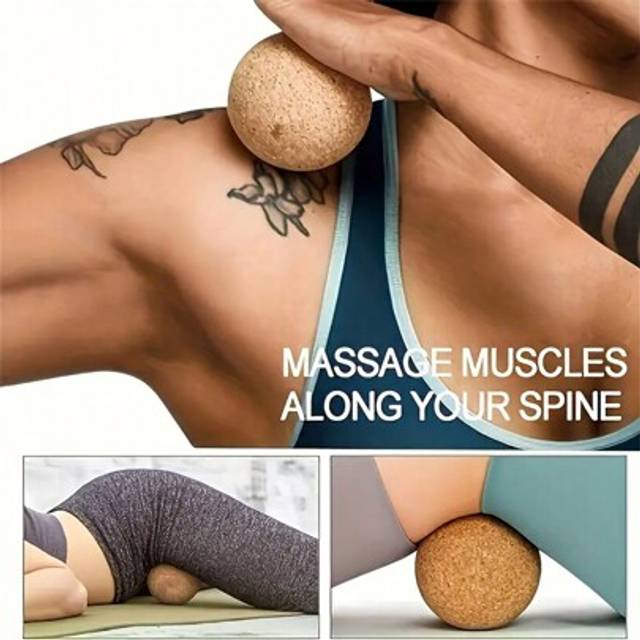 SHEIN 1pc Cork Massage Ball - Wooden Cork Yoga Fascia Ball, Used For Yoga Muscle Massage And Deep Tissue Relaxation Gym Accessories
