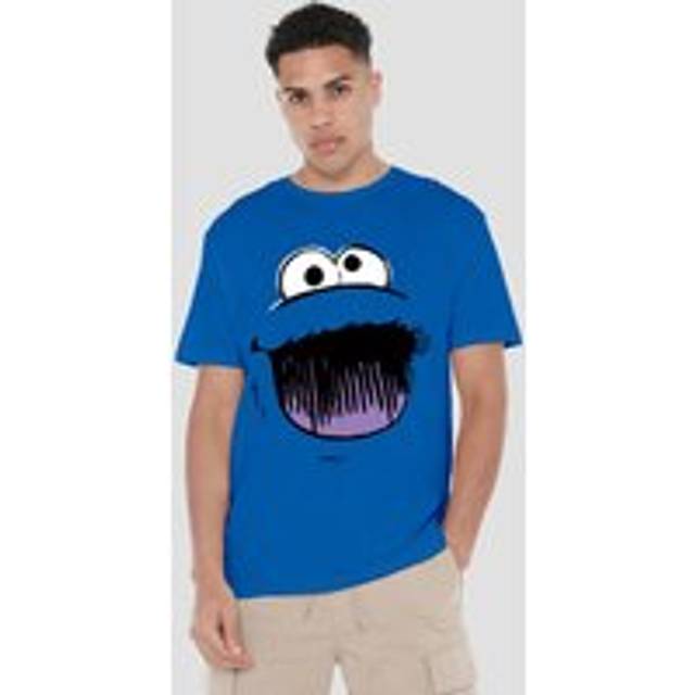 Sesame Street Cookie Monster Retro Sketch Face T Shirt, Royal - XL