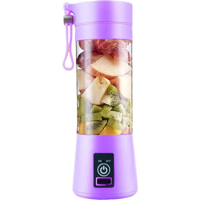 Portable Home USB Rechargeable 4-Blade Electric Fruit Extractor Juice Blender - Purple