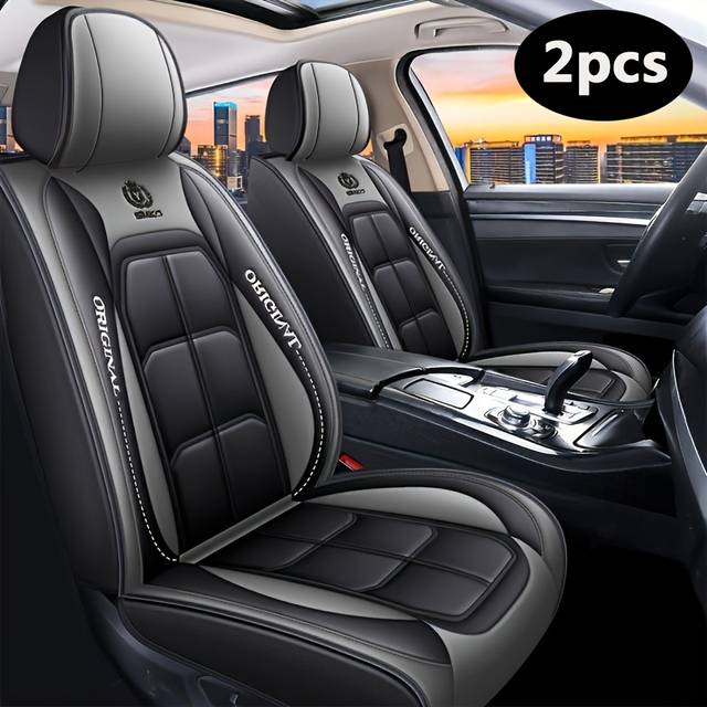 TEMU 2pcs Universal Leather Car Seat Covers, Knit Fabric Weave, No Filler, Hand Wash/, Dirt & Wear Vehicle Models