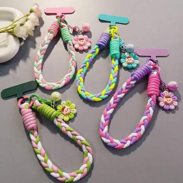 SHEIN [Small Anti-Theft Phone Case] Phone Hanging Strap Sunflower Cute Teen Pendant Fashion Outdoor Travel Hiking Wrist Strap, Short Anti-Lost Anti-Theft Ph
