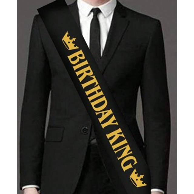 SHEIN 1 Set Of Mentor Birthday King Gold Foil Belt With Badge, Suitable For Birthday Party Decoration