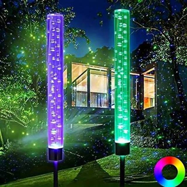 SHEIN 1pc/2pcs Vibrant Color Changing Solar LED Bubble Wand Lights, Acrylic RGB Color Changing, Outdoor Decorative Solar Landscape Path Lights, Waterproof S