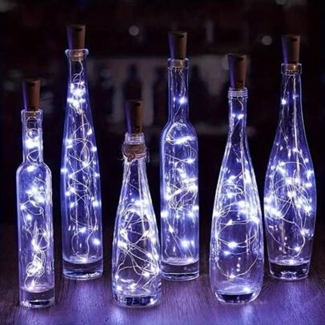 SHEIN Wine Bottle Lights With Cork 10 Packs 2M/20 Led - Mini Copper Wire Fairy String Light Battery Operated,For Liquor Bottles Crafts Party Wedding Decorat