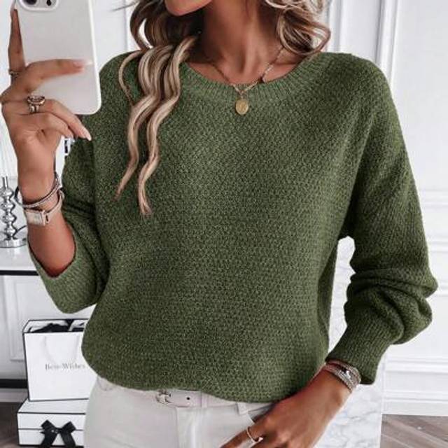 SHEIN Solid Color Drop Shoulder Knit SweaterKnit PulloverFall Winter Outfit
