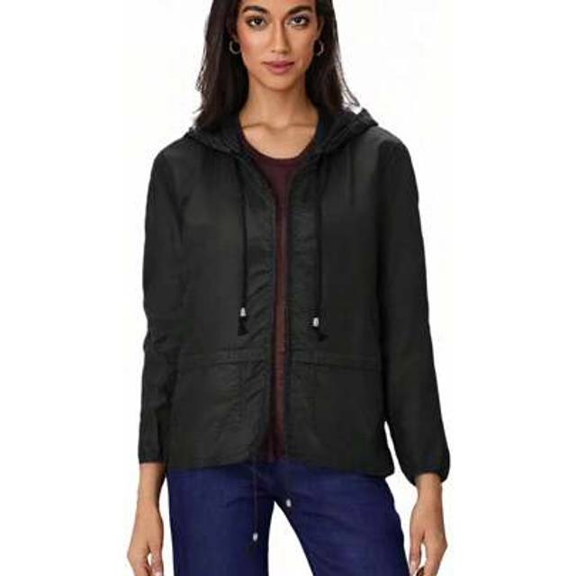 SHEIN Women Spring Summer Packable Rain Jacket Outdoor Hooded Windbreaker With Adjustable Drawstring Daily Streetwear