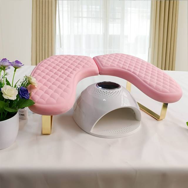 TEMU Premium Nail Arm Rest For – Ergonomic U-shaped Hand Pillow With Microfiber Cushion, Detachable Nail Accessory Tool For Salon Use, White Quilted Design For & Support