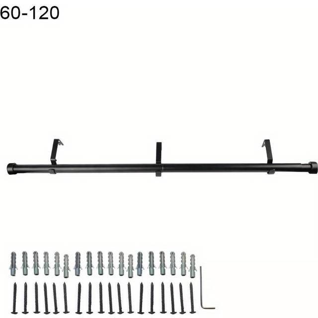 TEMU 1pc Extendable Curtain Poles With End Finials -18-45in/ 36-88in/ 60-120in Full Stop