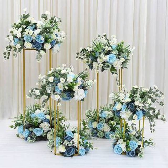 SHEIN Living And Home Metal Rectangular Basics Plant Flower Stand Indoor Outdoor Metal Display Rack Stage Shelf For Wedding Party Ornament Home Decor